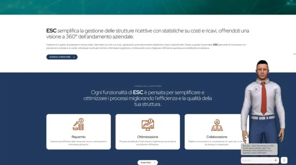 AI avatar integrated in the ESC hospitality platform