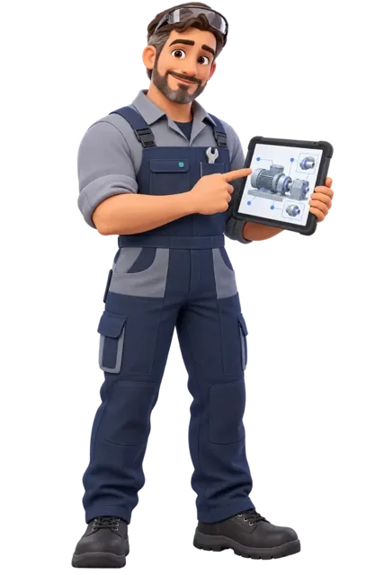 Vucìa's 3D character for tradespeople and workshops
